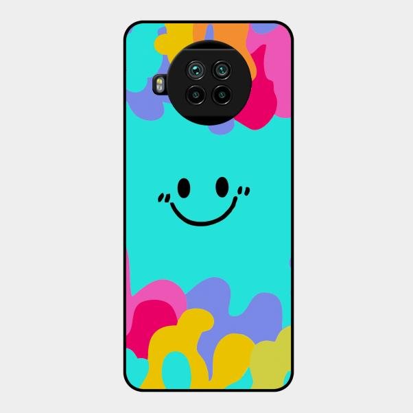 Cute Blue Smiley Multicolor Glass Case For Xiaomi Mi 10I 5G
