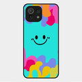 Cute Blue Smiley Multicolor Glass Case For Xiaomi Mi 11 Lite
