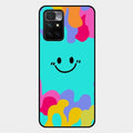 Cute Blue Smiley Multicolor Glass Case For Xiaomi Redmi 10 Prime 2022