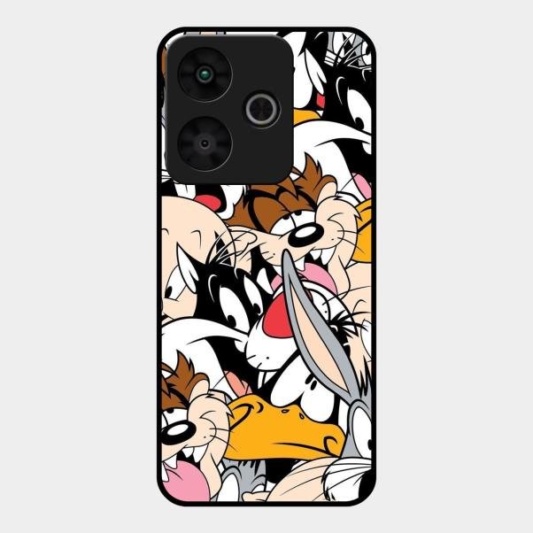 Cute Bugs Bunny Glass Case Cover For Redmi 13 5G