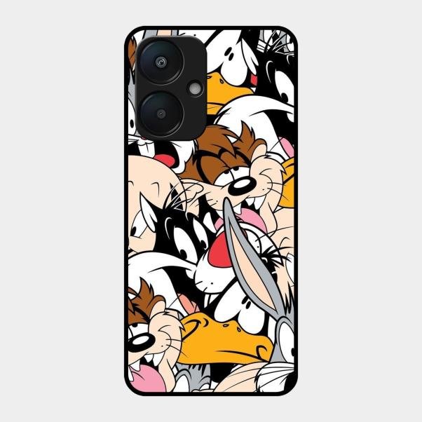 Cute Bugs Bunny Glass Case Cover For Redmi 13C 5G