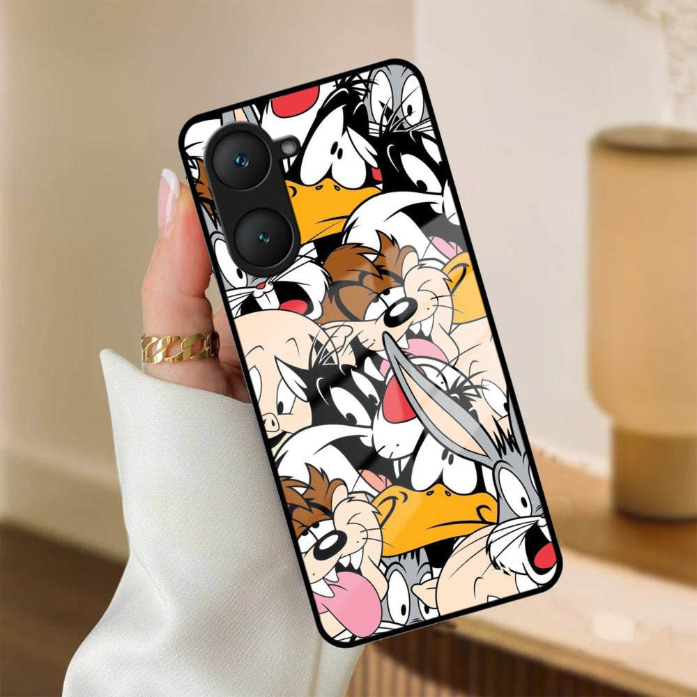 Cute Bugs Bunny Glass Case Cover For iQOO
