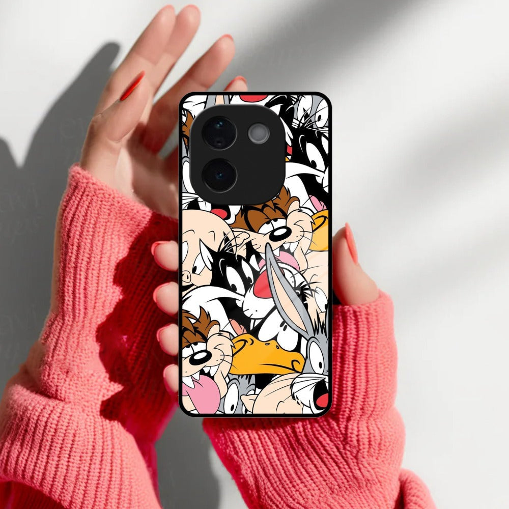 Cute Bugs Bunny Glass Case Cover For iQOO