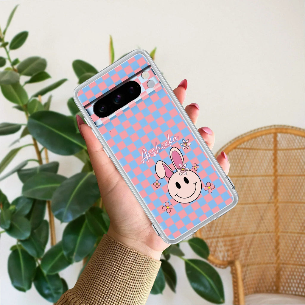 Cute Bunny Customize Transparent Silicon Case For Google Pixel 8 Pro 5G