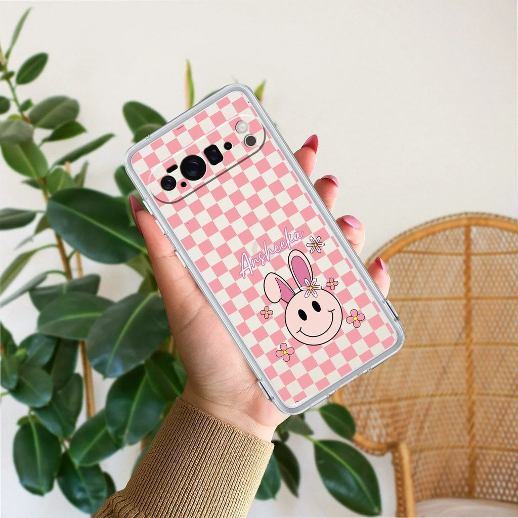Cute Bunny Customize Transparent Silicon Case For Google Pixel 10 Pro XL