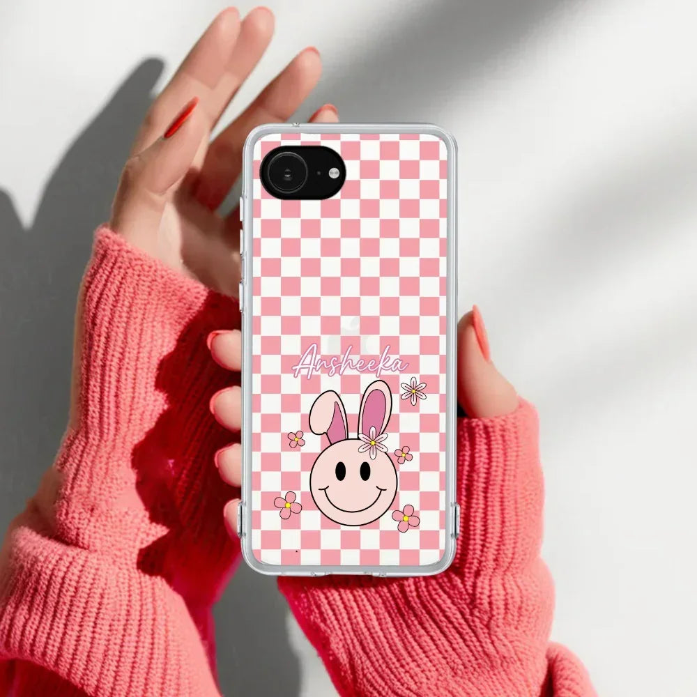 Cute Bunny Customize Anti Yellow Clear Case For iPhone 17e