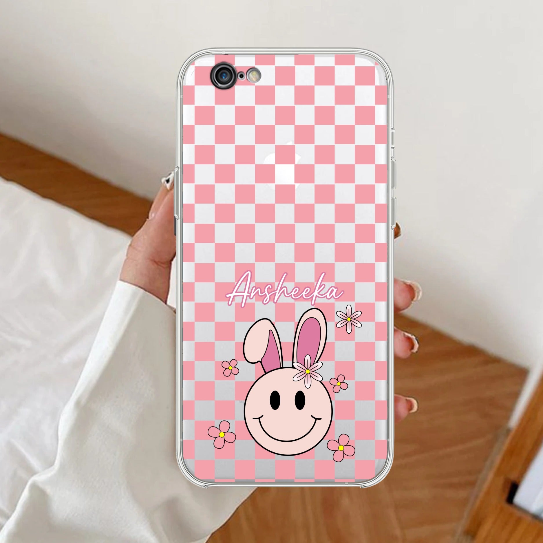 Cute Bunny Customize Anti Yellow Clear Case For iPhone 7 / iPhone 8 / iPhone Se 2020