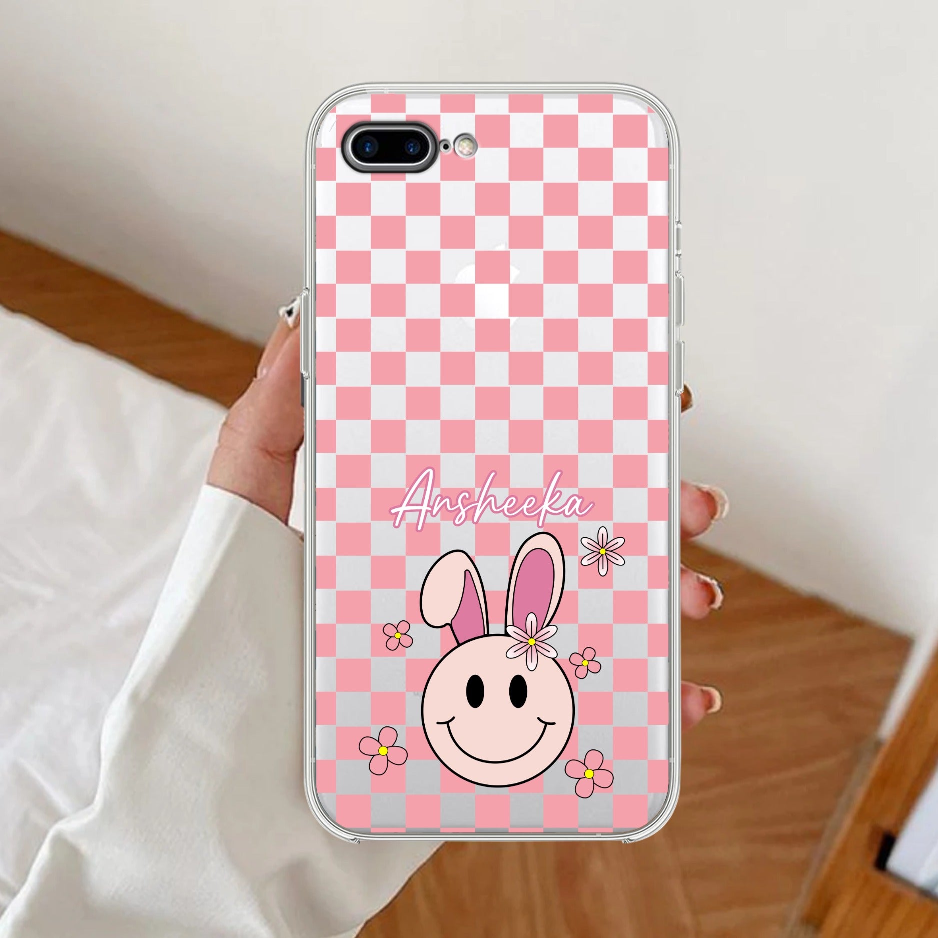 Cute Bunny Customize Transparent Silicon Case For iPhone