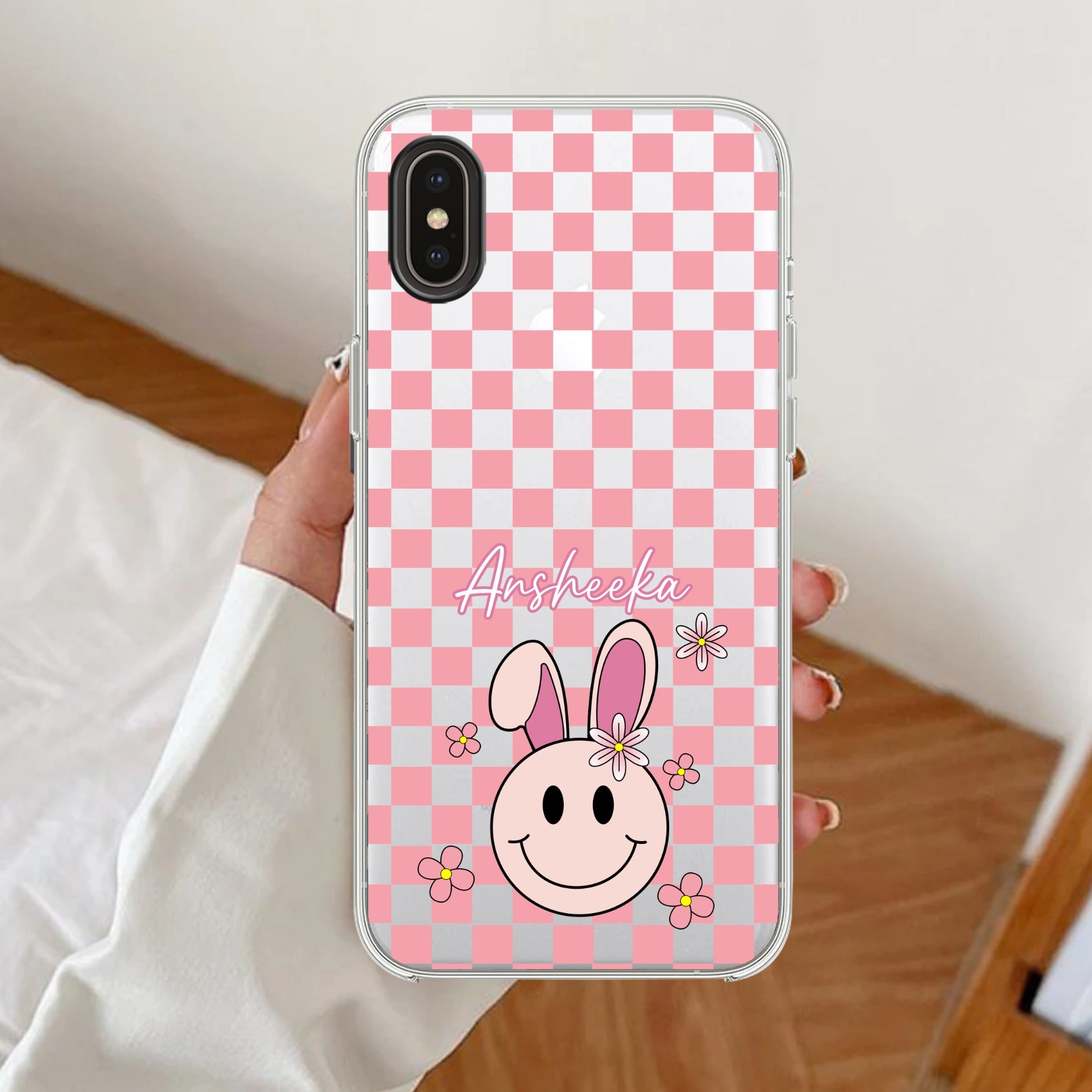 Cute Bunny Customize Anti Yellow Clear Case For iPhone XR