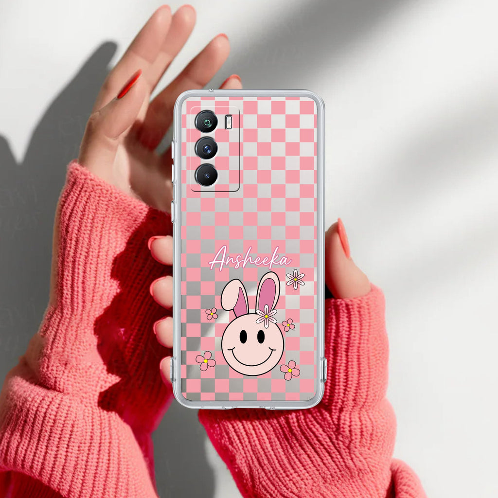 Cute Bunny Customize Transparent Silicon Case For iQOO 9 SE 5G