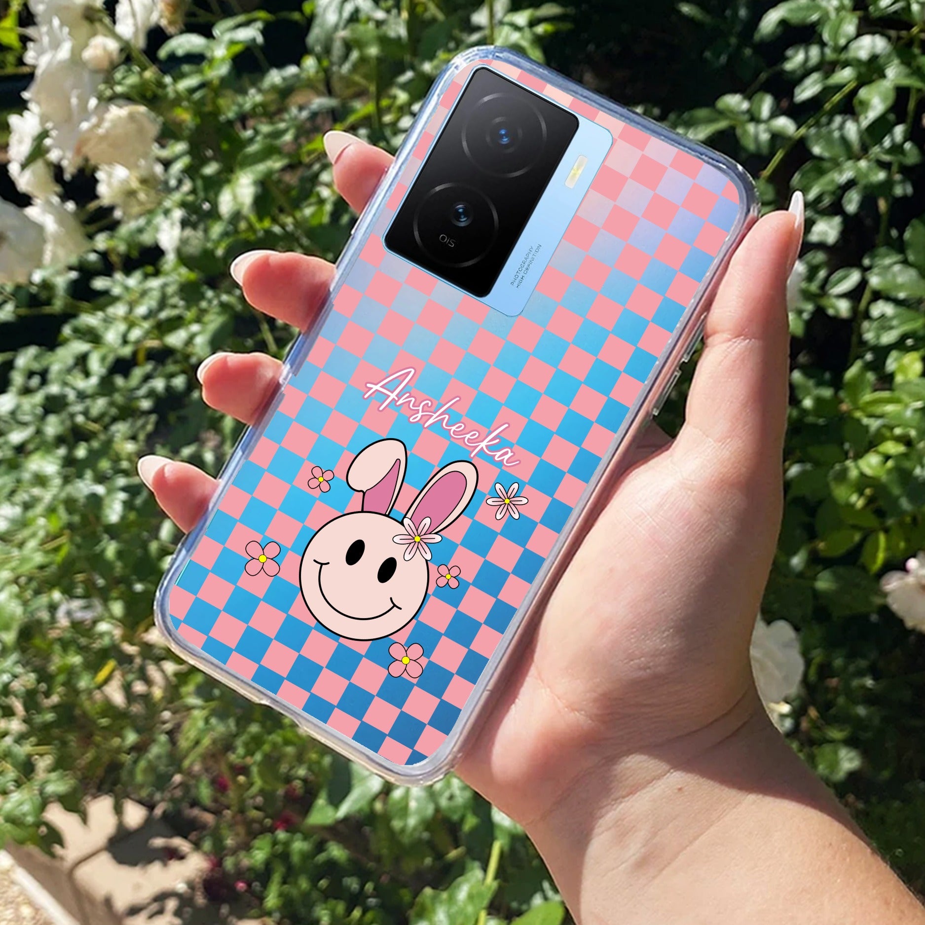 Cute Bunny Customize Transparent Silicon Case For iQOO Z7s 5G