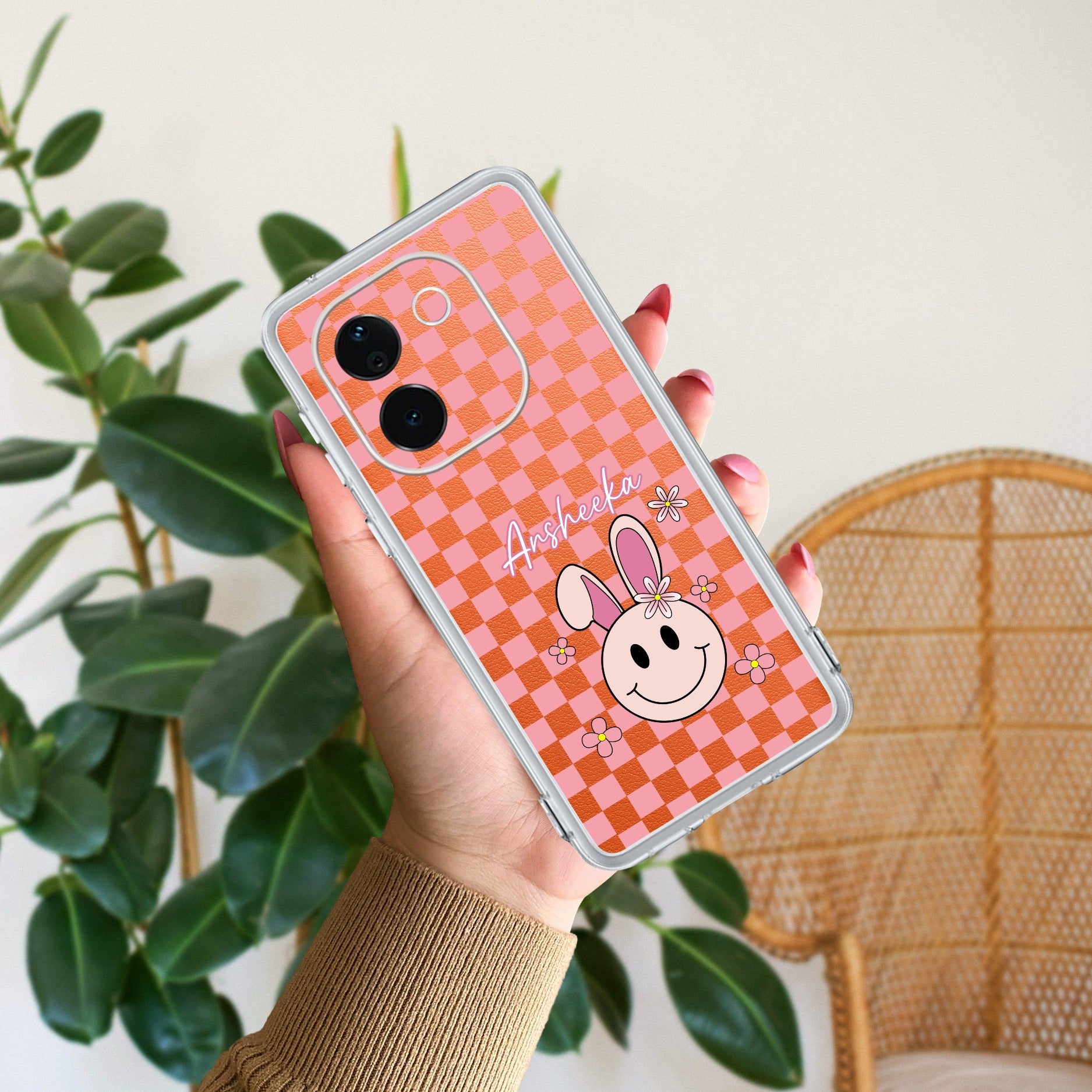 Cute Bunny Customize Transparent Silicon Case For iQOO Z9s Pro 5G