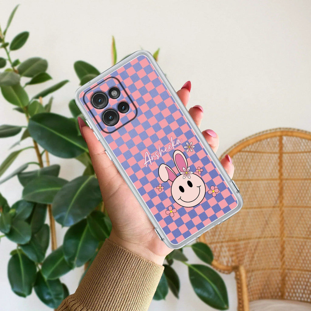 Cute Bunny Customize Anti Yellow Case For Motorola Edge 50 Neo