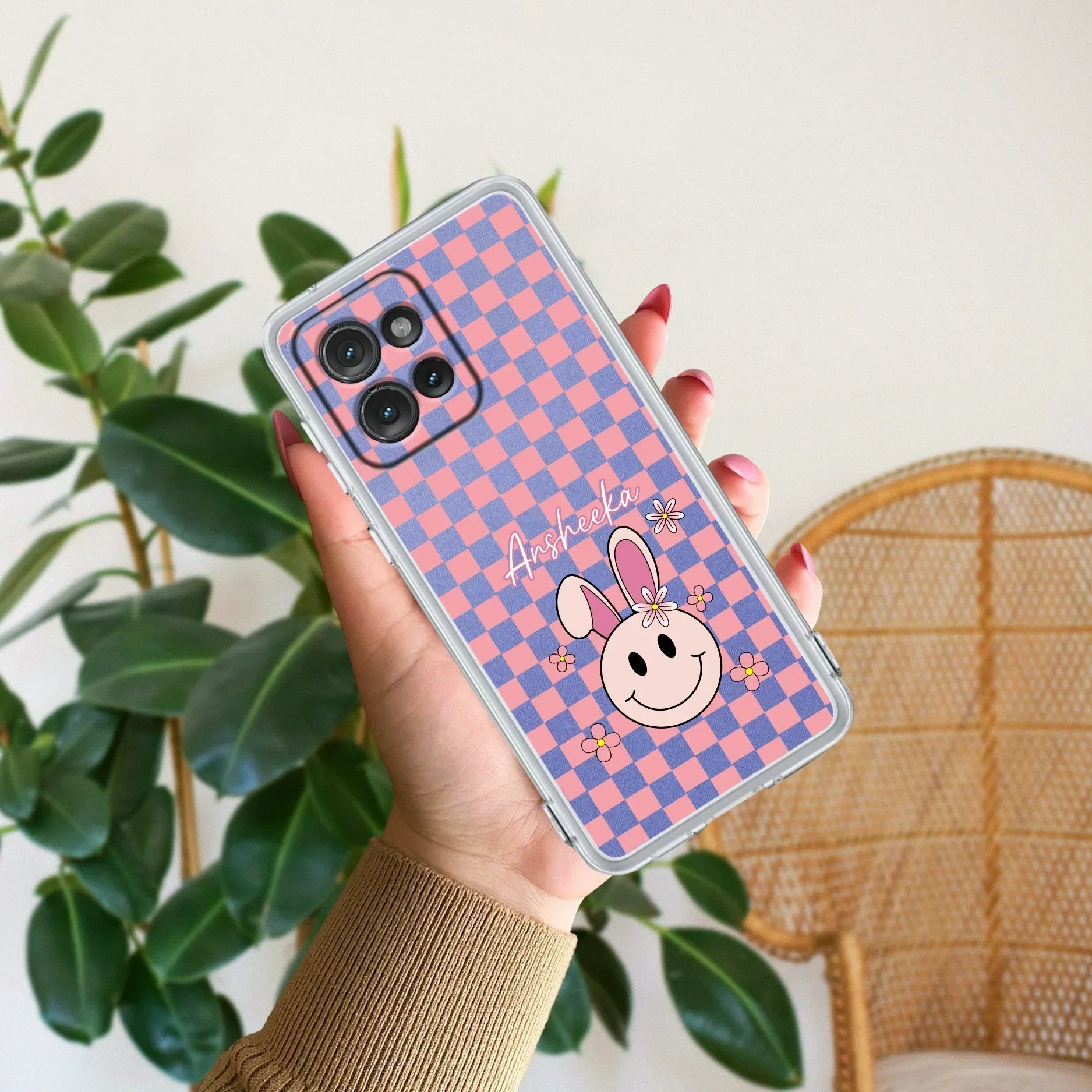 Cute Bunny Customize Anti Yellow Case For Motorola Edge 50 Neo