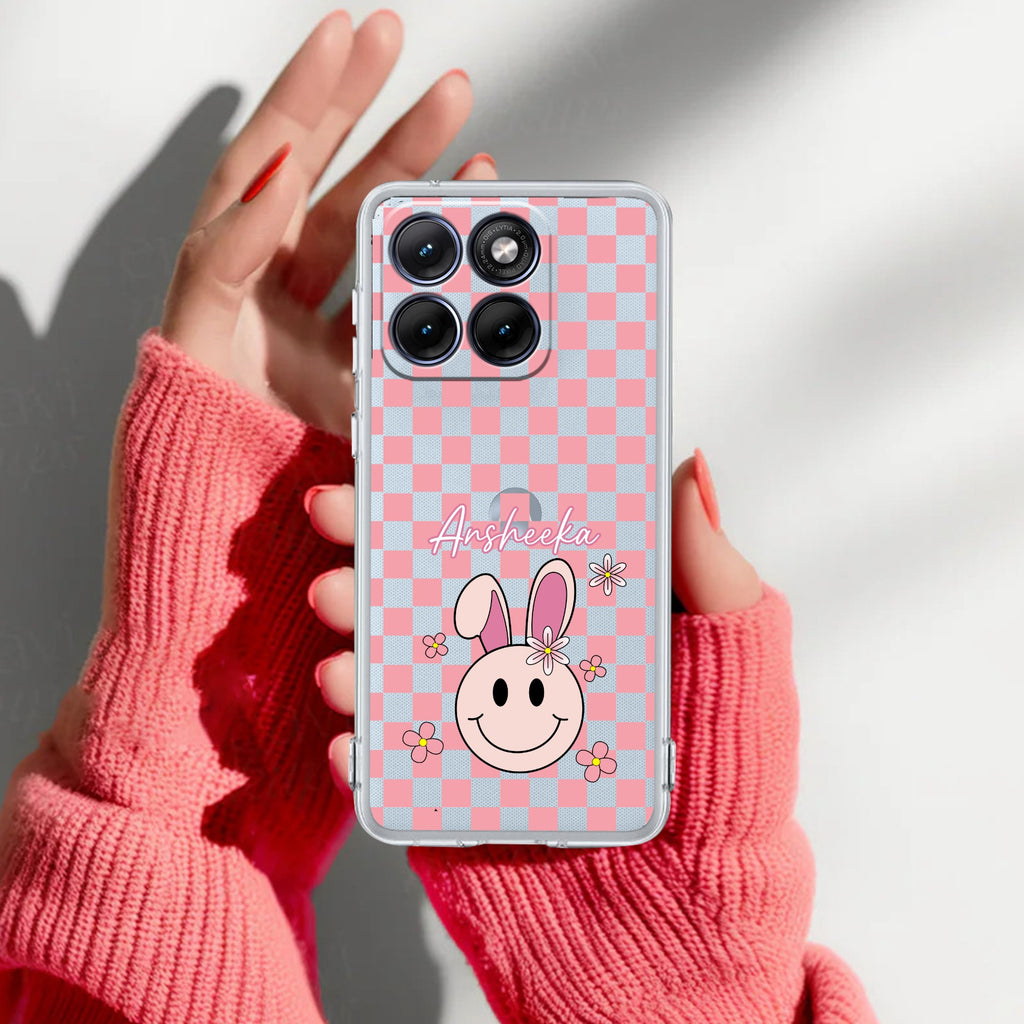 Cute Bunny Customize Anti Yellow Case For Motorola Edge 60 Stylus 5G