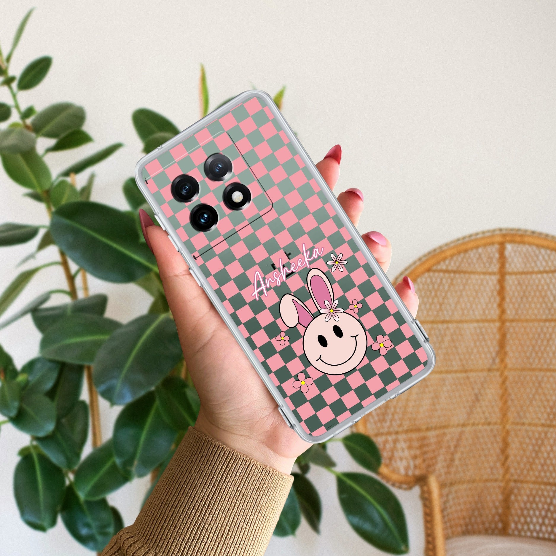 Cute Bunny Customize Anti Yellow Case For OnePlus 11R 5G