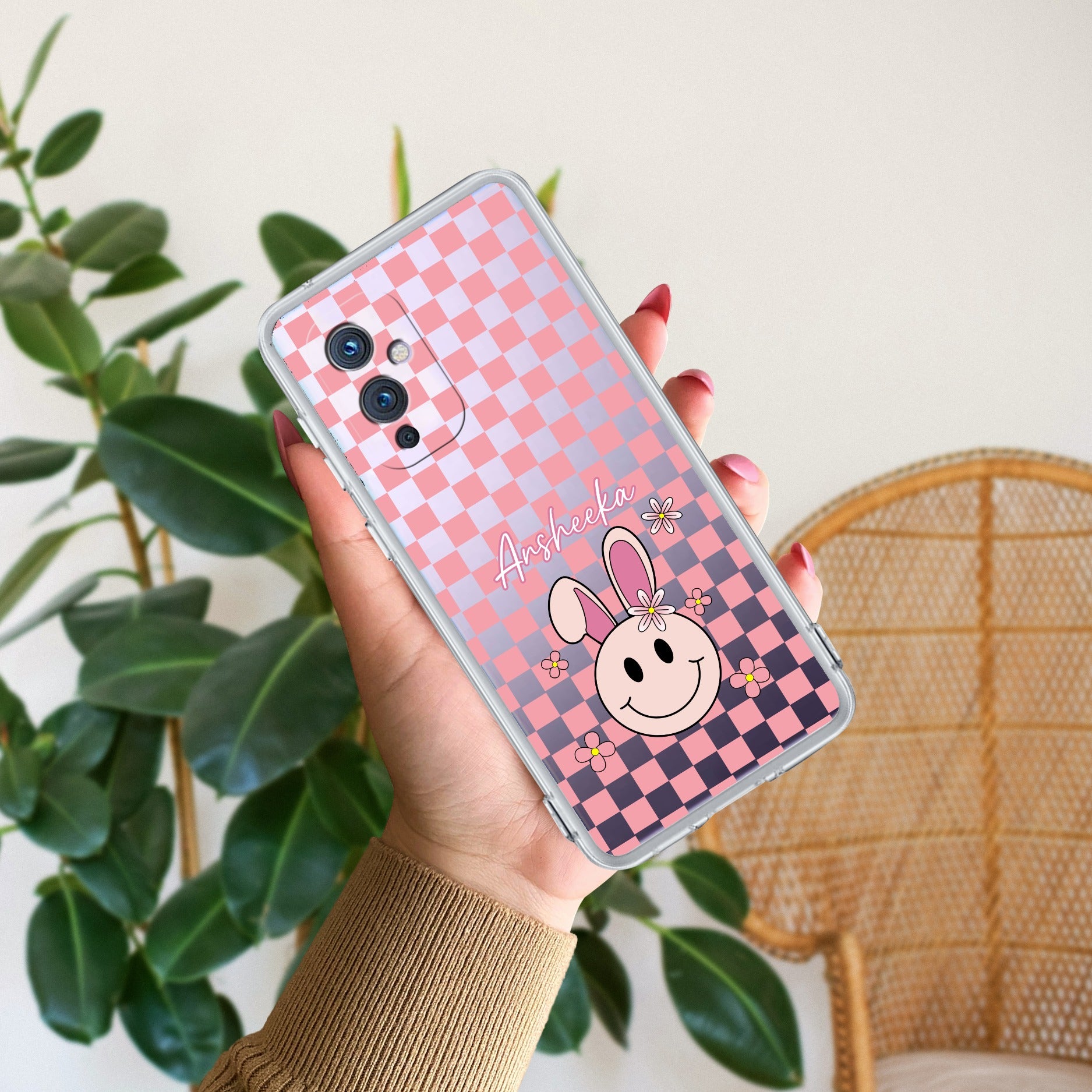Cute Bunny Customize Anti Yellow Case For OnePlus 9