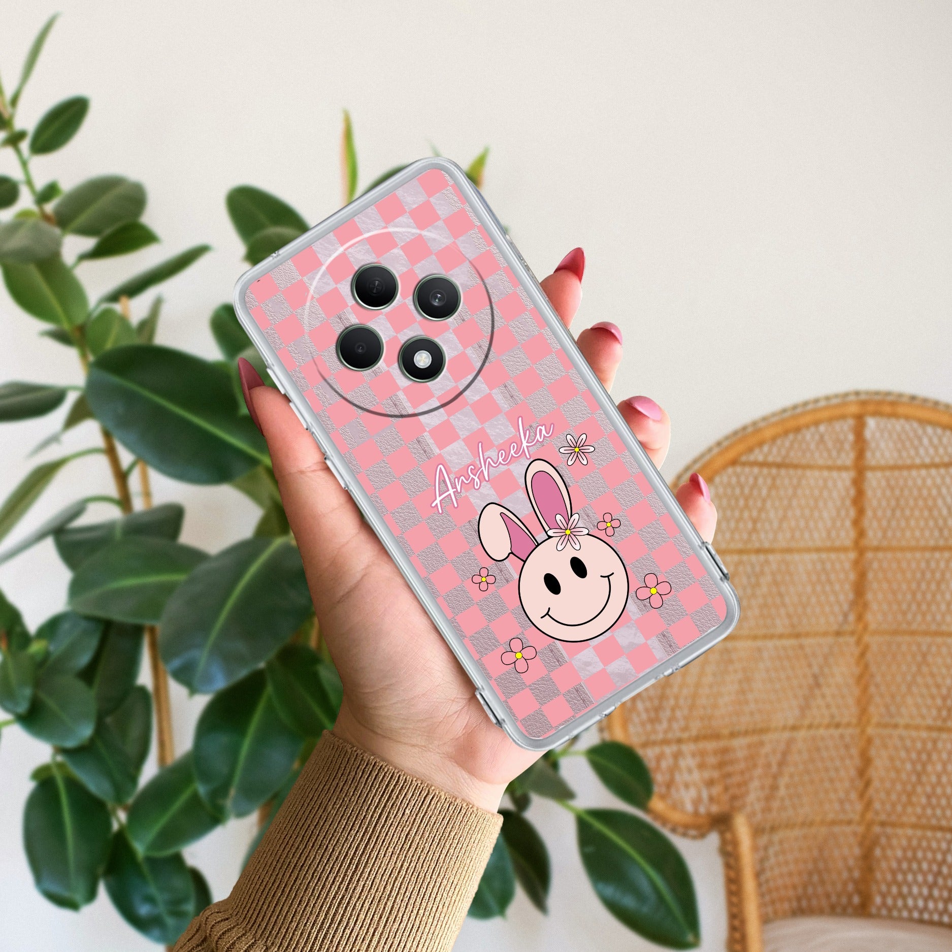 Cute Bunny Customize Anti Yellow Case For Oppo F27 Pro Plus 5G