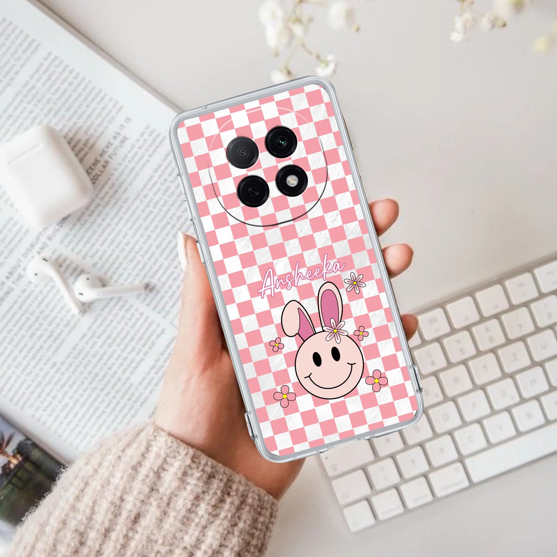 Cute Bunny Customize Anti Yellow Case For Oppo F29 Pro 5G