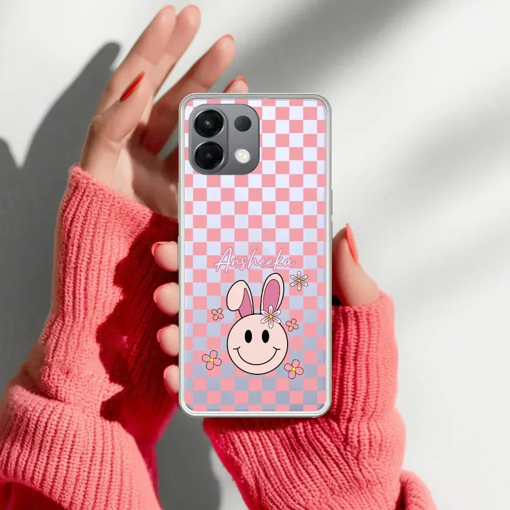 Cute Bunny Customize Transparent Silicon Case For Oppo Reno 12 5G
