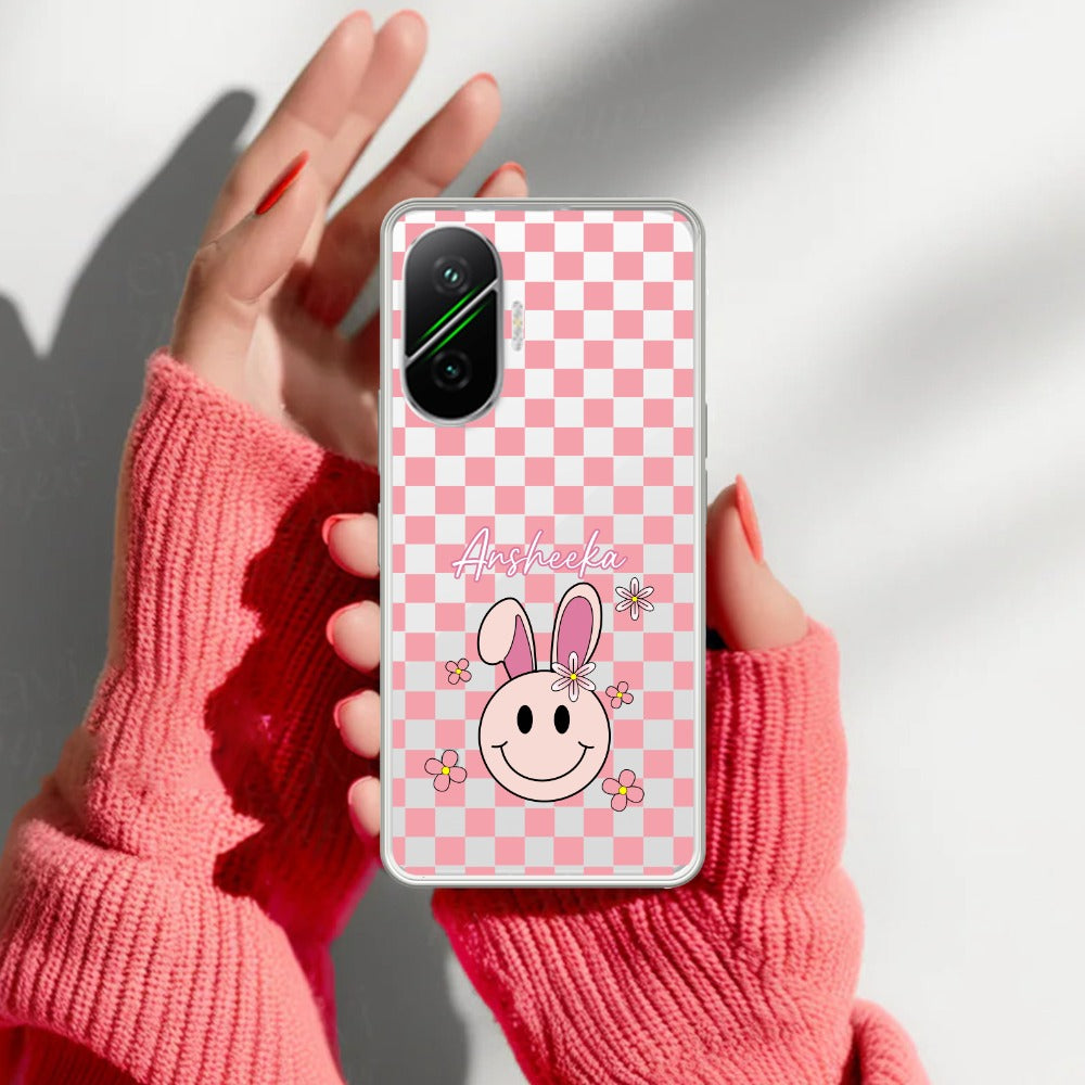 Cute Bunny Customize Transparent Silicon Case For Poco