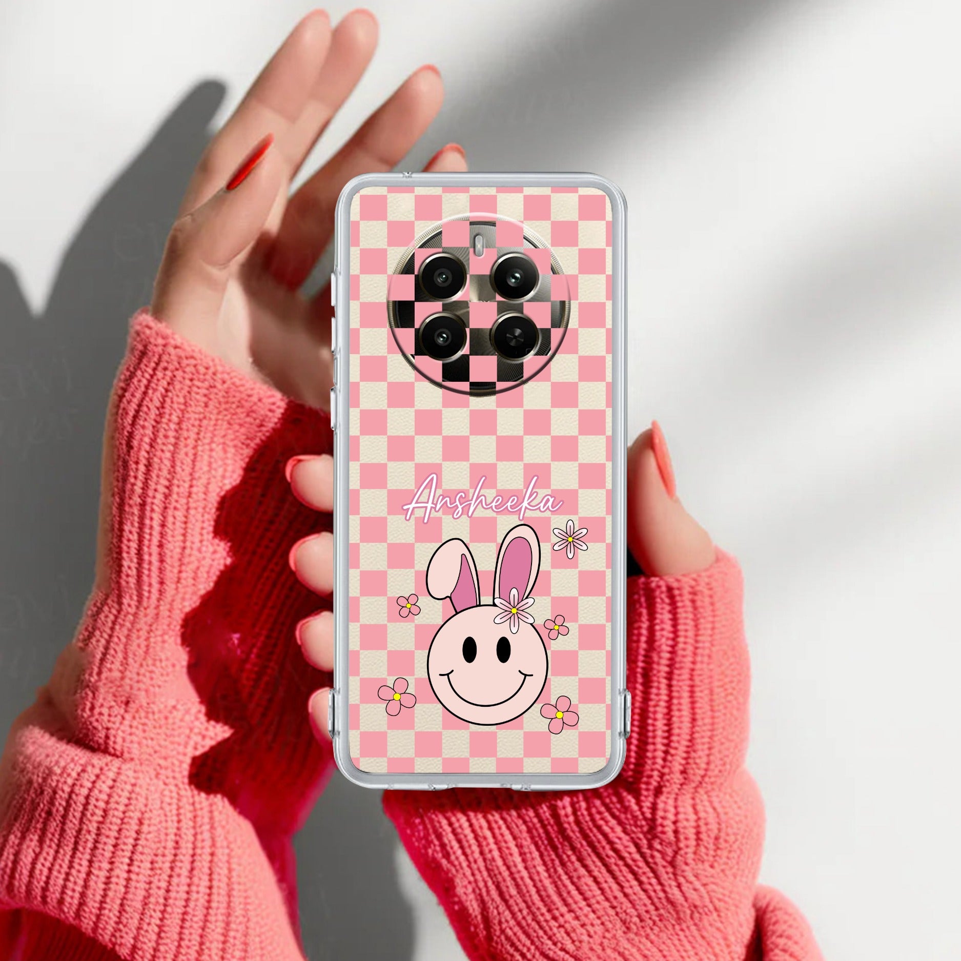 Cute Bunny Customize Anti Yelllow Case For Realme Narzo 70 5G