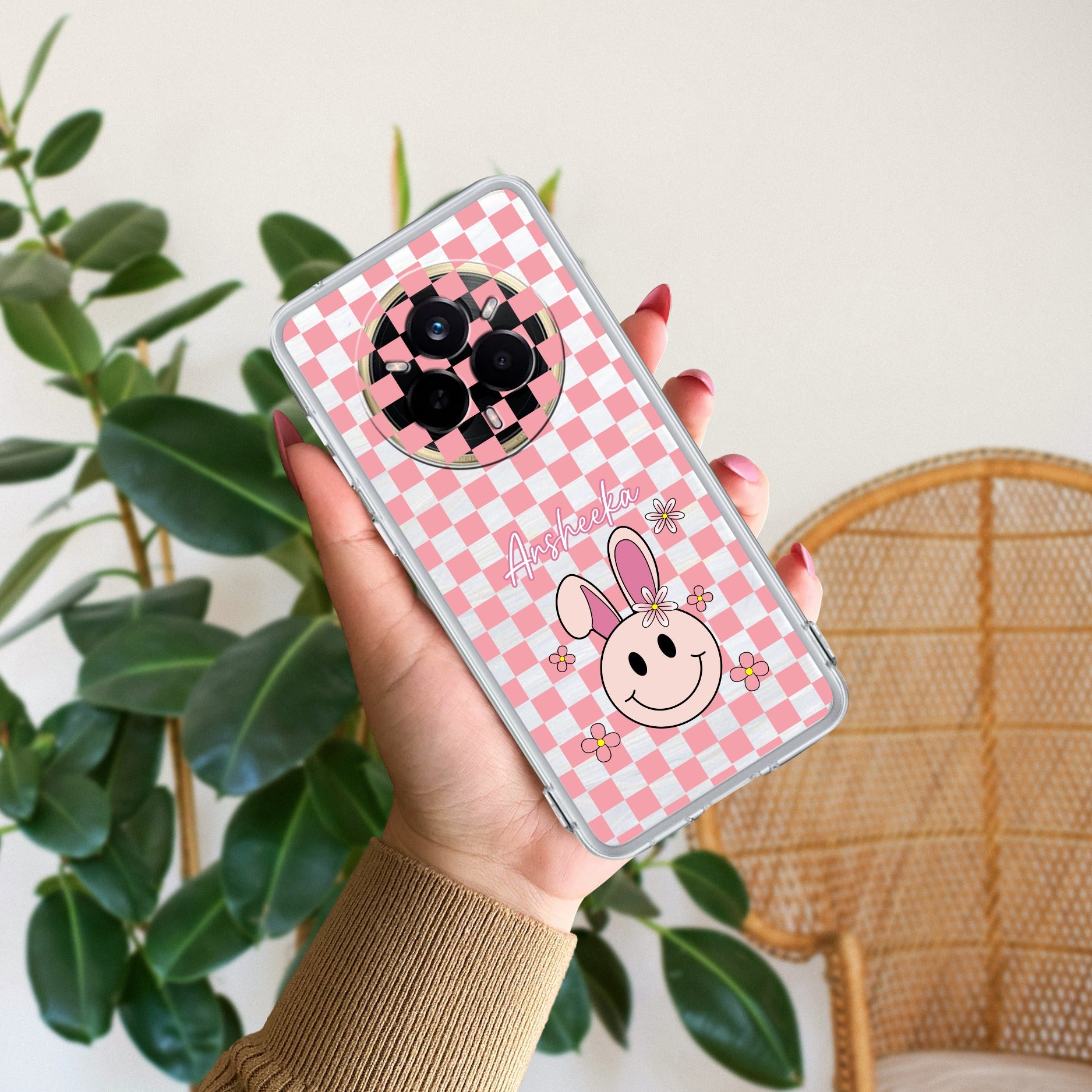 Cute Bunny Customize Anti Yelllow Case For Realme 14 Pro 5G