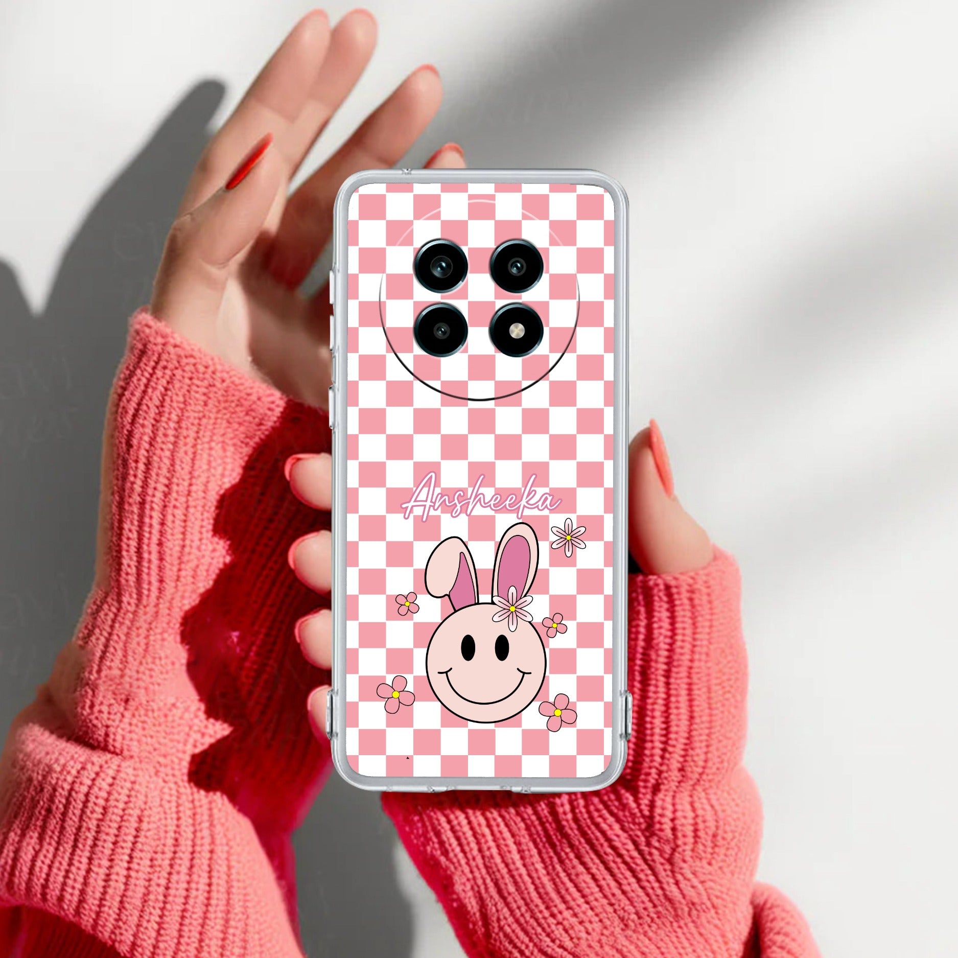 Cute Bunny Customize Transparent Silicon Case For Realme 14 Pro Lite 5G