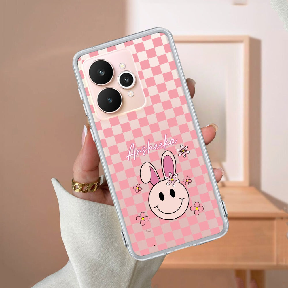 Cute Bunny Customize Transparent Silicon Case For Realme/Narzo