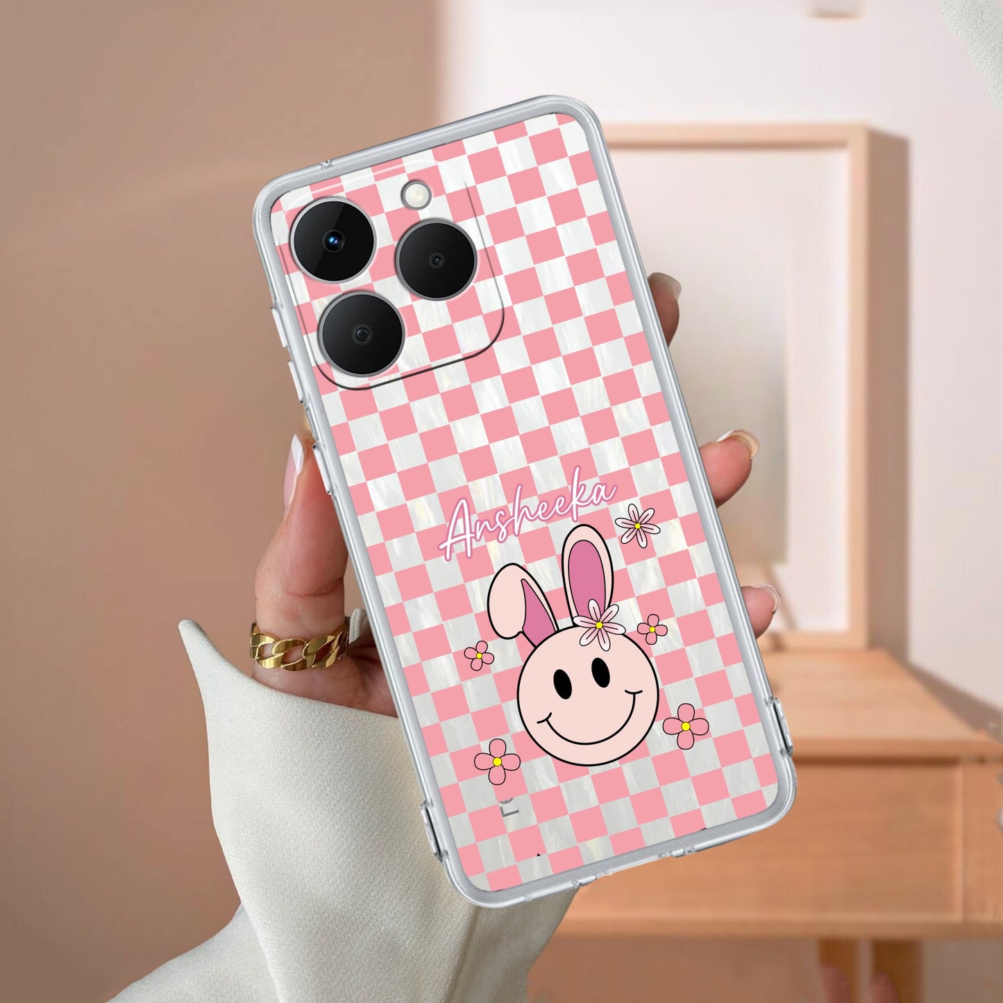 Cute Bunny Customize Transparent Silicon Case For Realme/Narzo