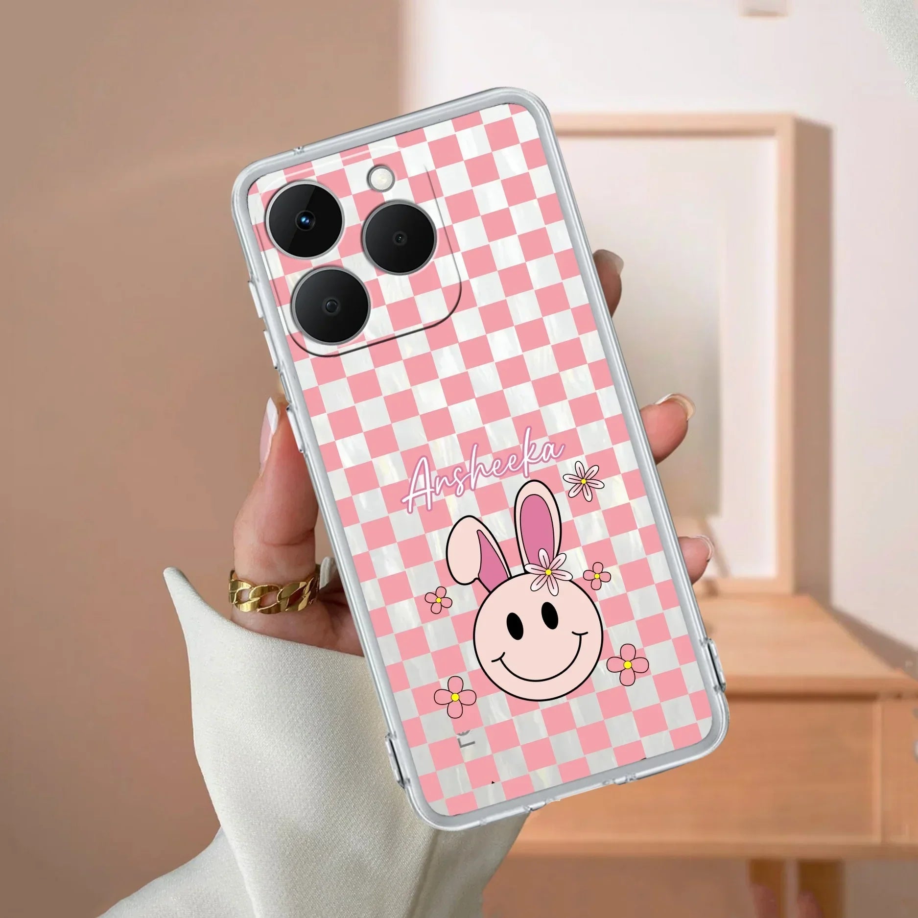 Cute Bunny Customize Transparent Silicon Case For Realme GT 7T 5G