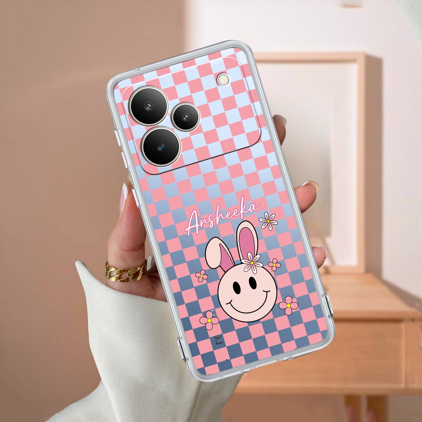 Cute Bunny Customize Transparent Silicon Case For Realme/Narzo