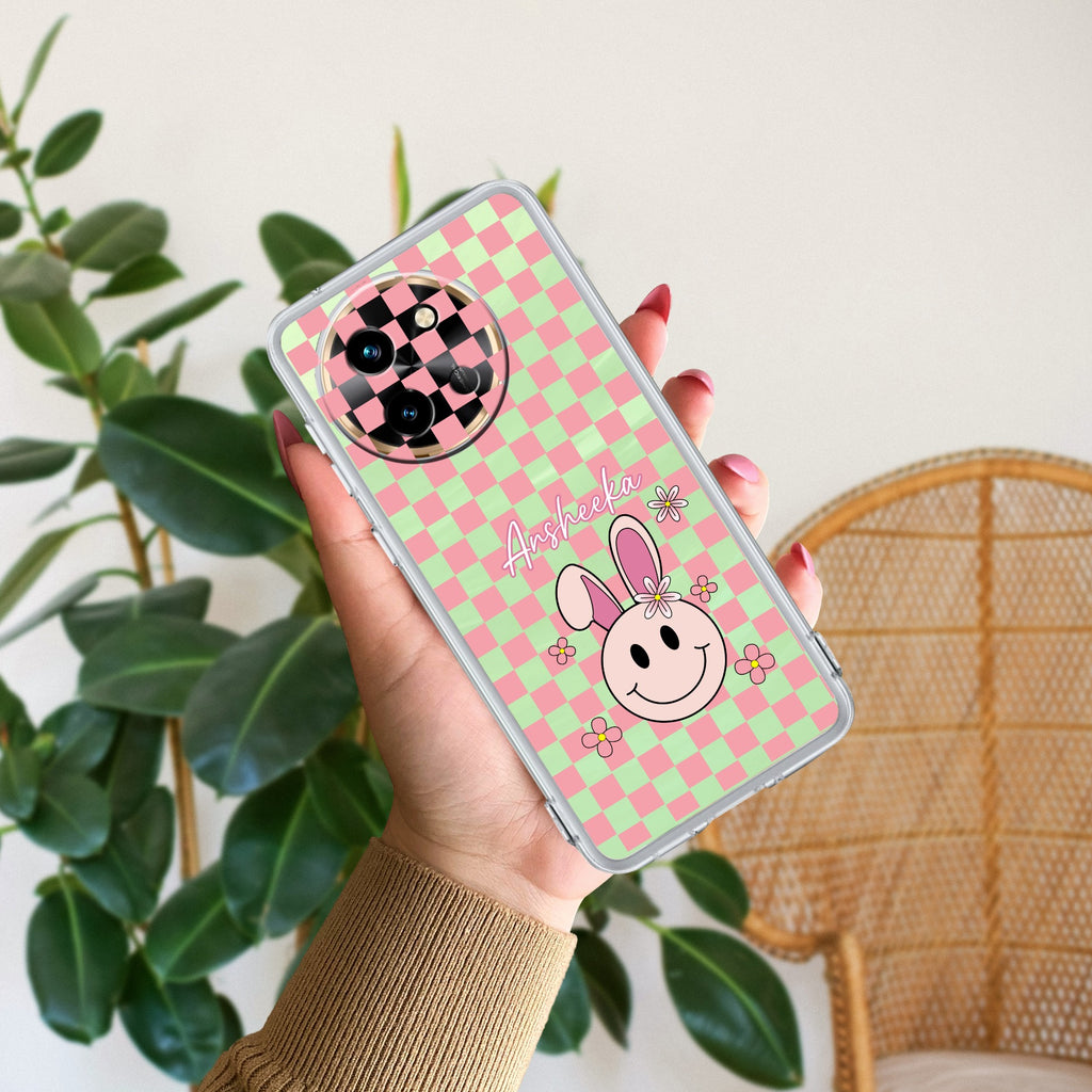 Cute Bunny Customize Transparent Silicon Case For Vivo T3X 5G