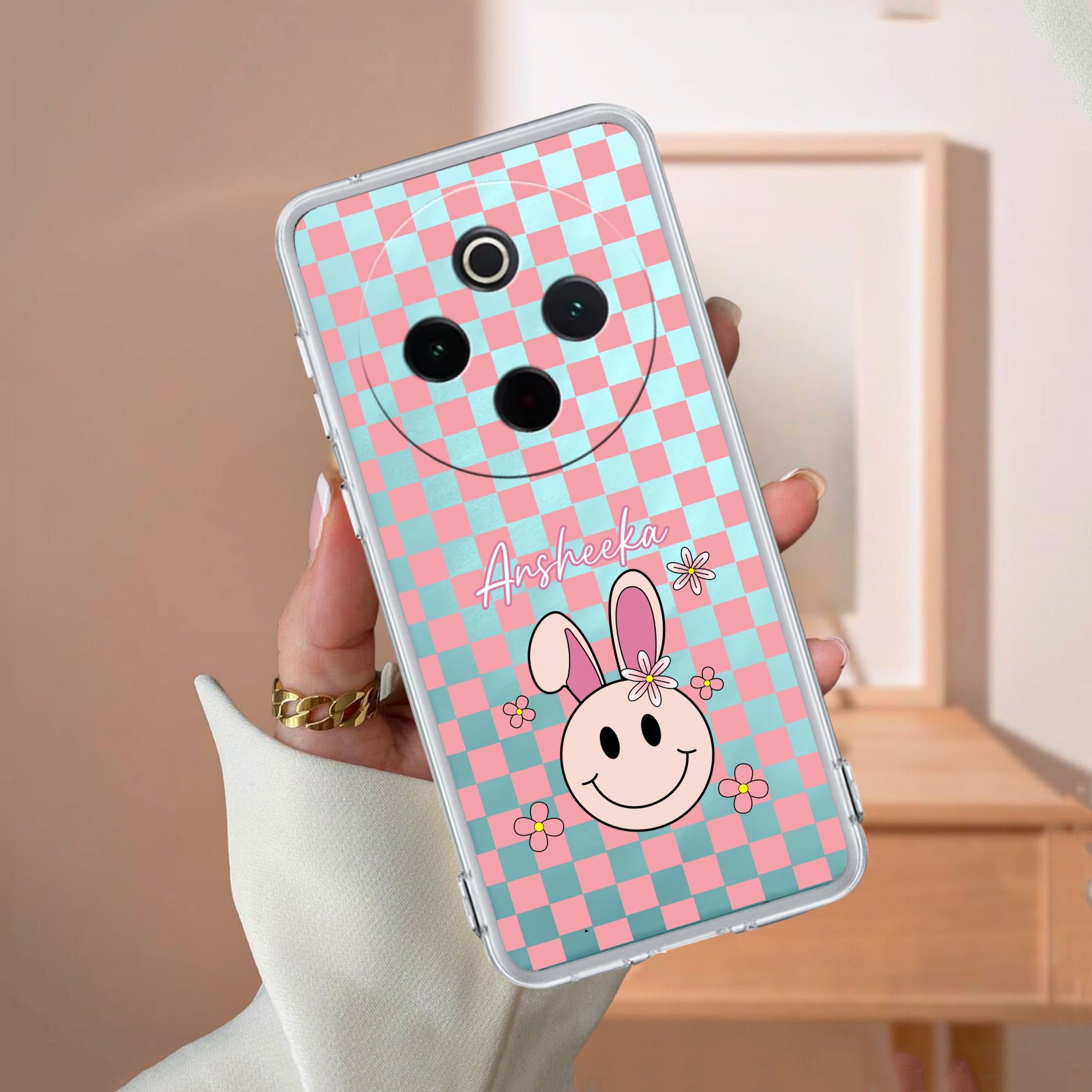 Cute Bunny Customize Anti Yellow Case For Vivo T4 5G