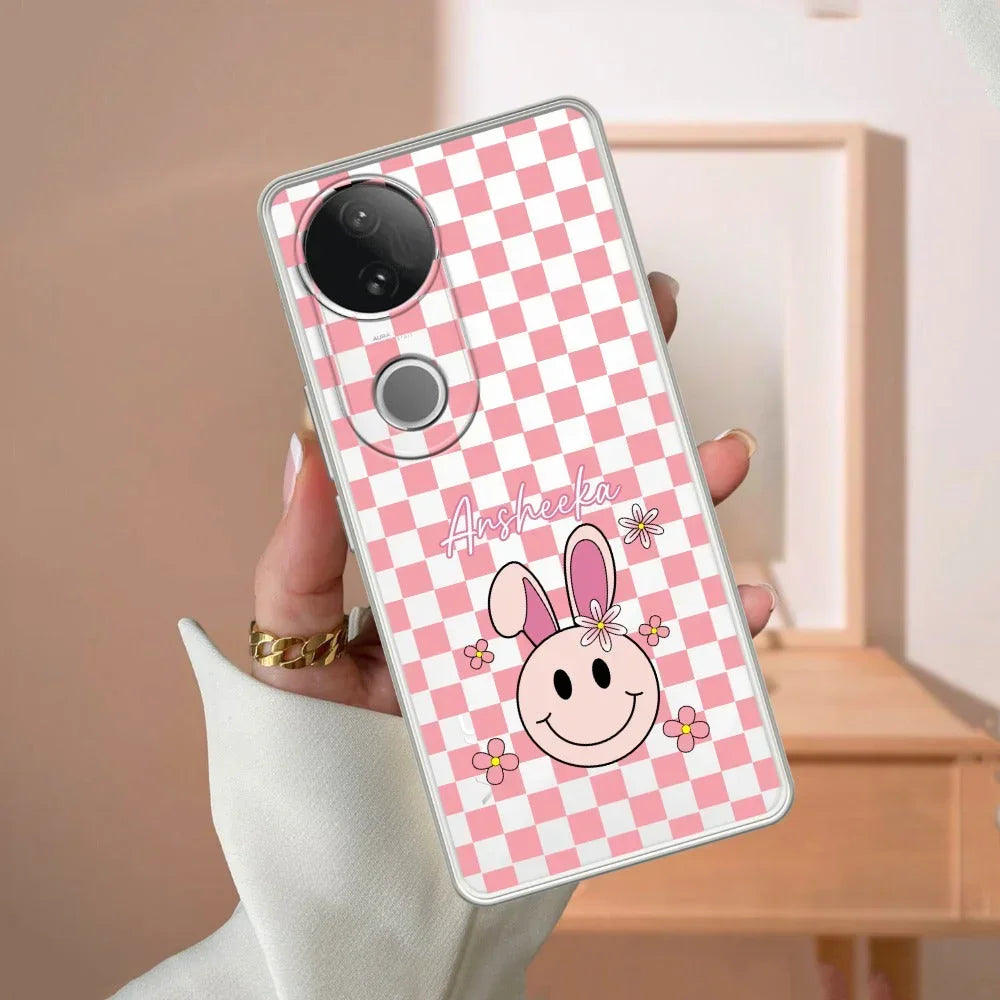 Cute Bunny Customize Transparent Silicon Case For Vivo V30e 5G