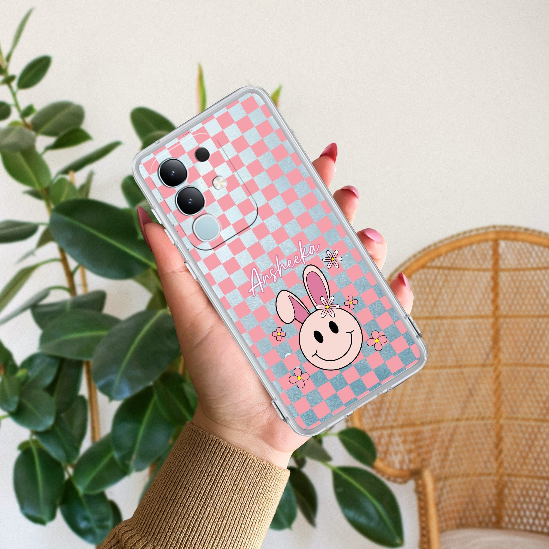 Cute Bunny Customize Transparent Silicon Case For Vivo T4x 5G