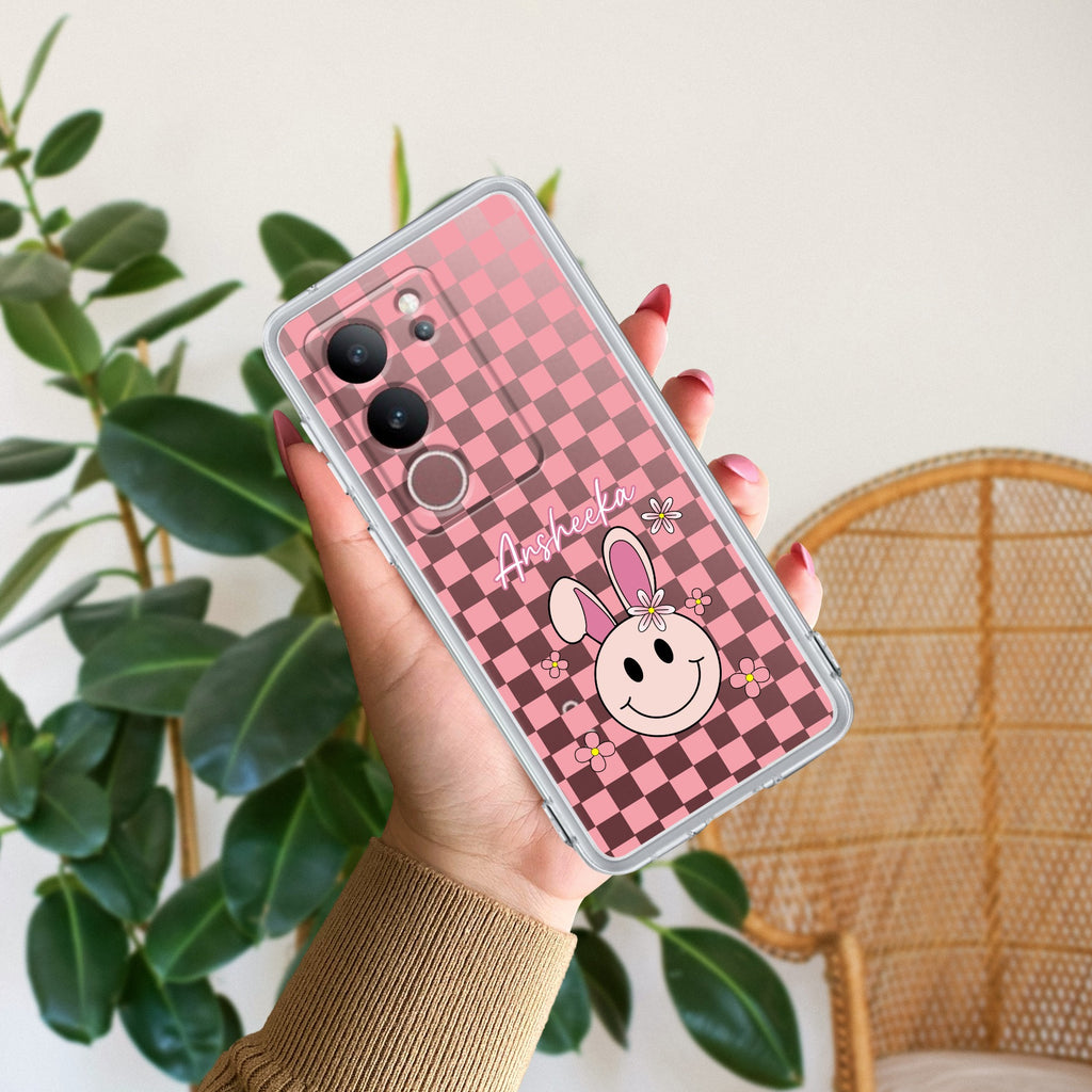Cute Bunny Customize Transparent Silicon Case For Vivo V29 5G