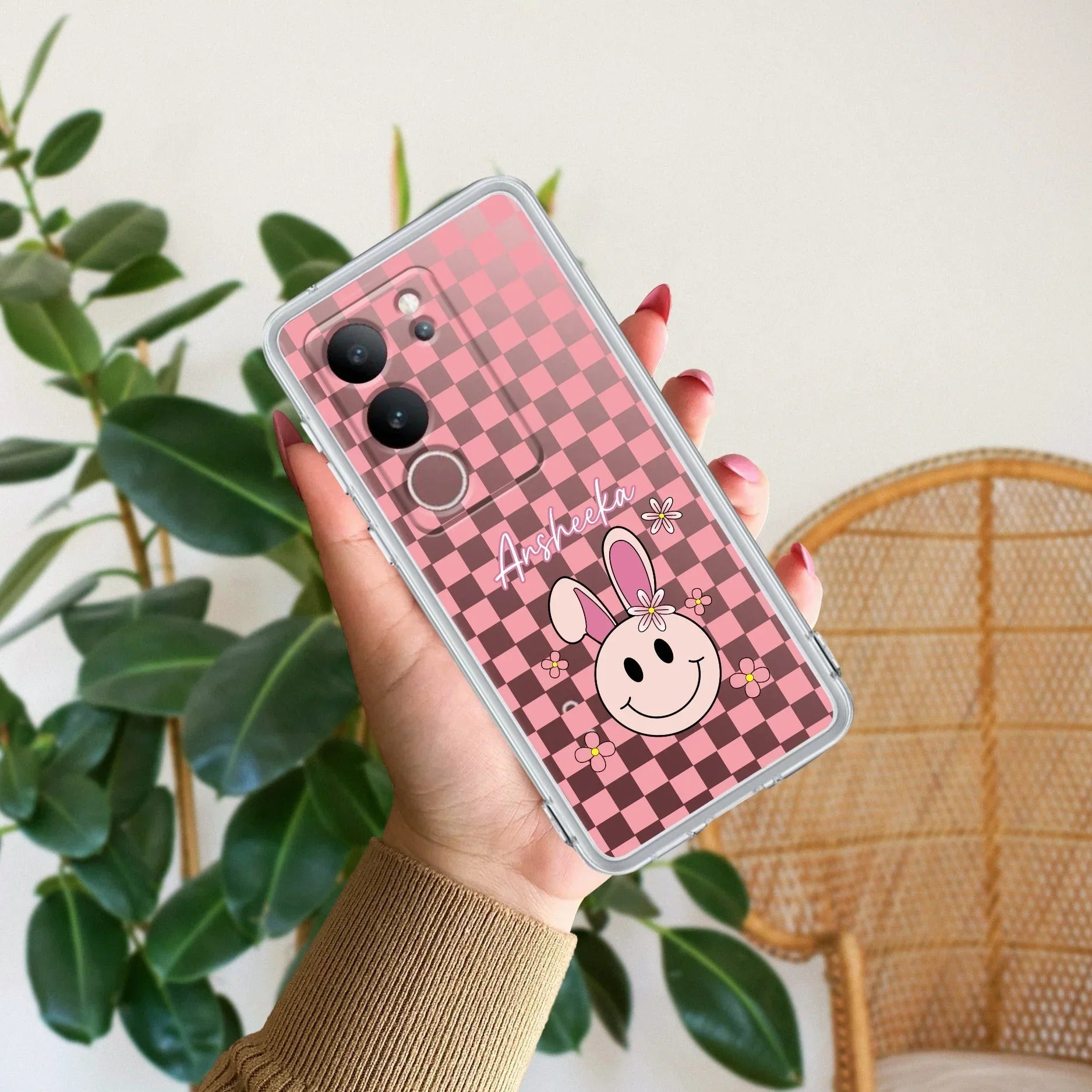 Cute Bunny Customize Transparent Silicon Case For Vivo X80 5G