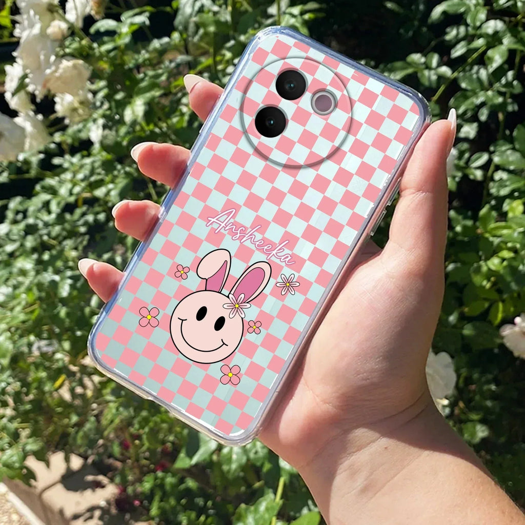 Cute Bunny Customize Transparent Silicon Case For Vivo T2 5G
