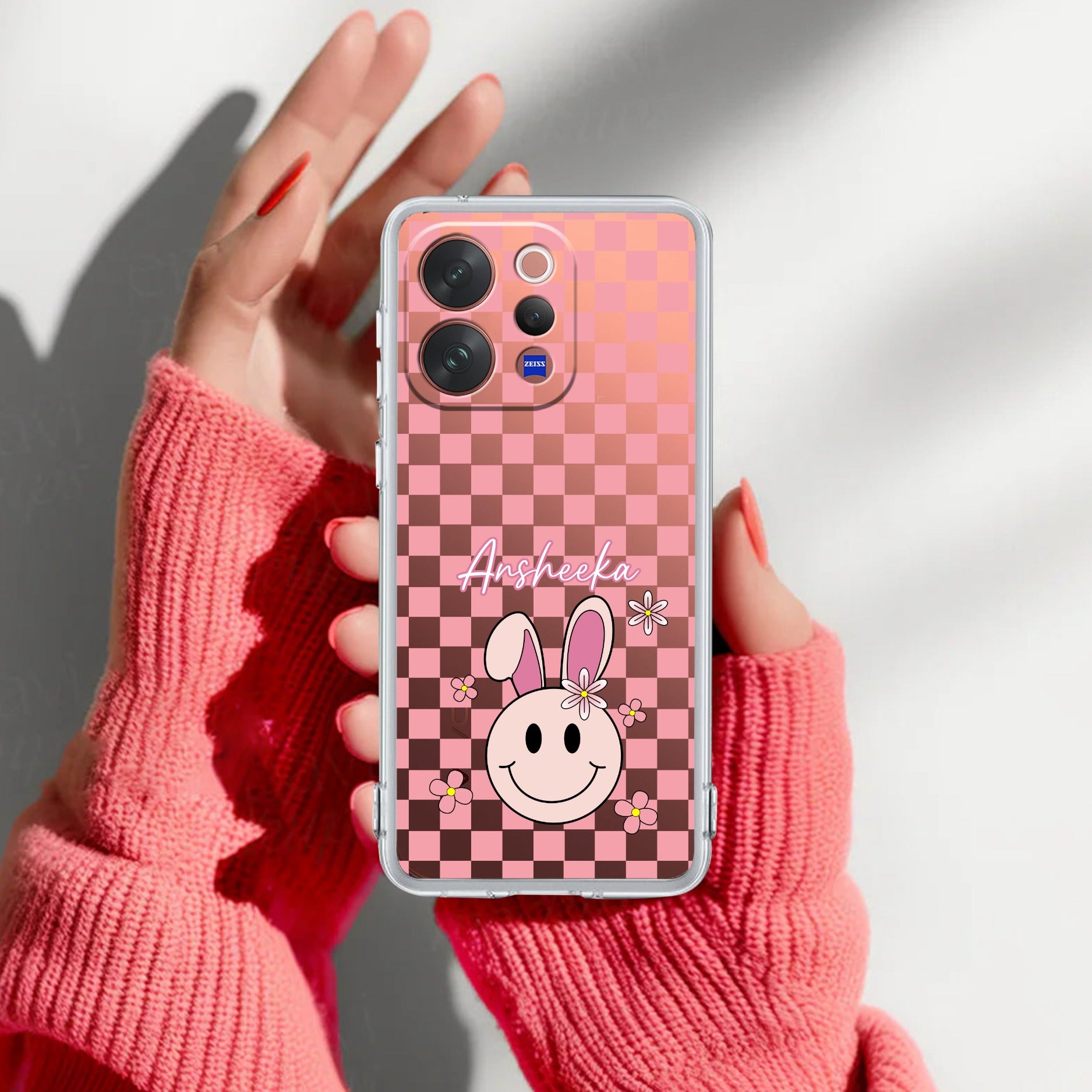 Cute Bunny Customize Transparent Silicon Case For Vivo V50e 5G