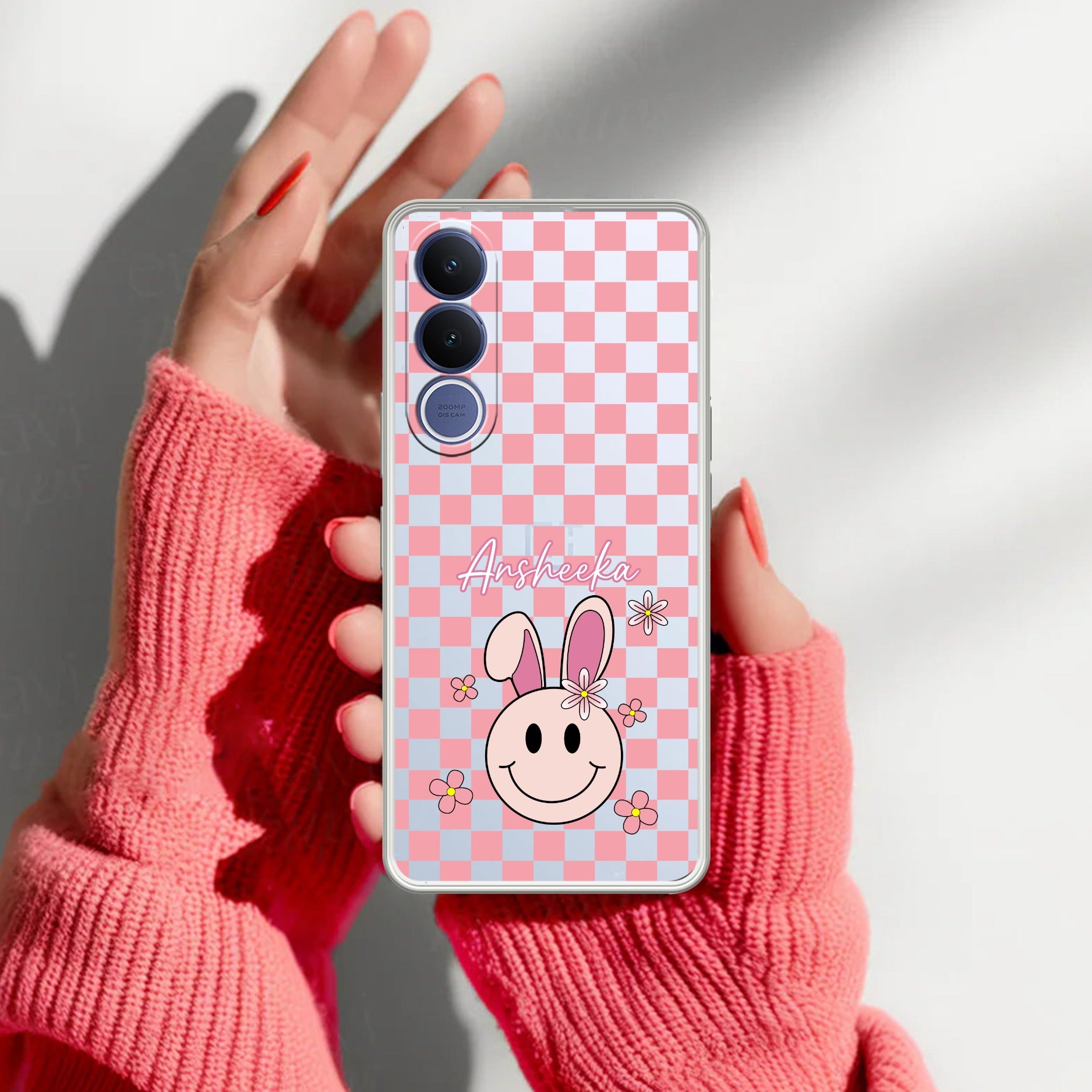 Cute Bunny Customize Transparent Silicon Case For Vivo V70 FE 5G