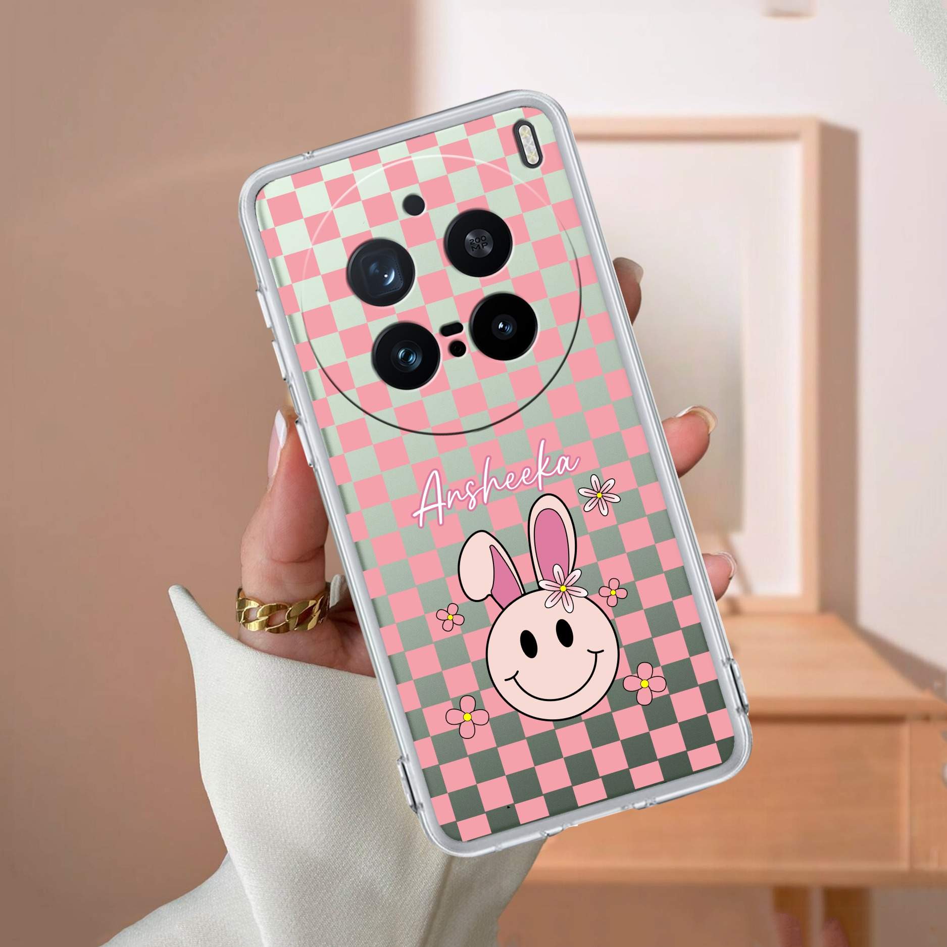 Cute Bunny Customize Transparent Silicon Case For Vivo X200 Pro 5G