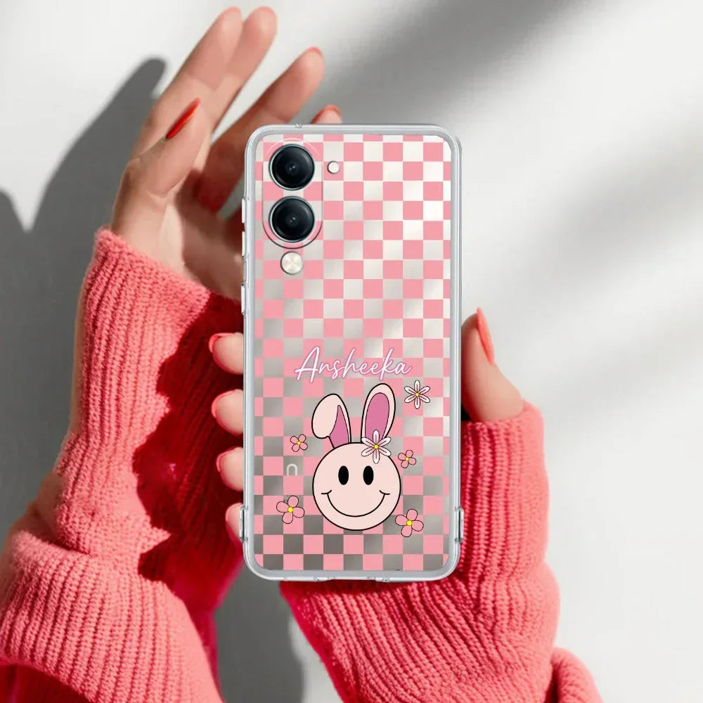 Cute Bunny Customize Transparent Silicon Case For Vivo Y19 5G