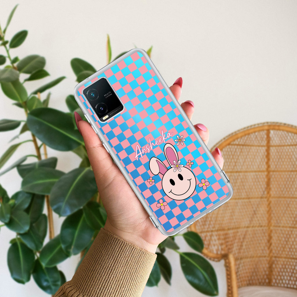 Cute Bunny Customize Transparent Silicon Case For Vivo T1x