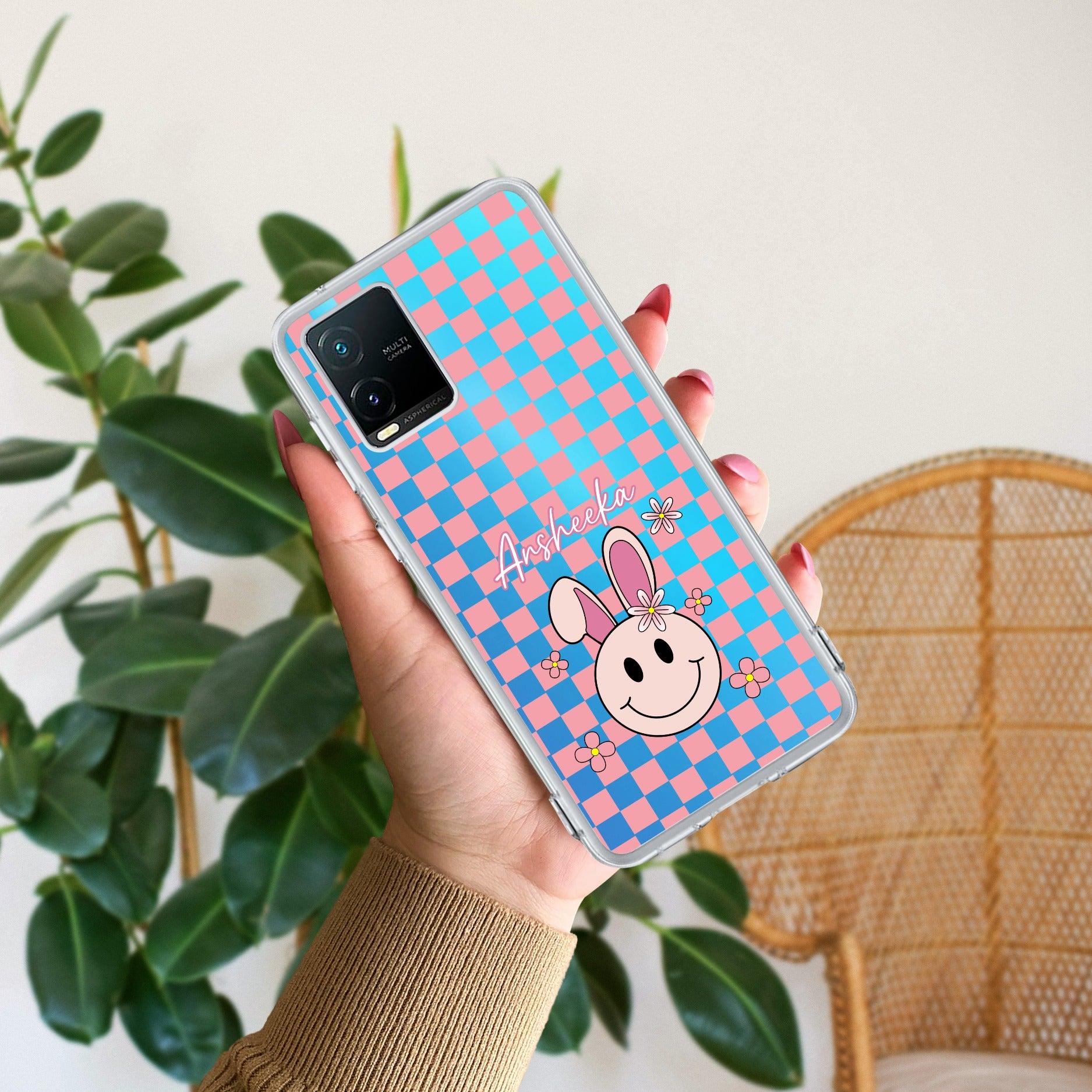 Cute Bunny Customize Transparent Silicon Case For Vivo T1x