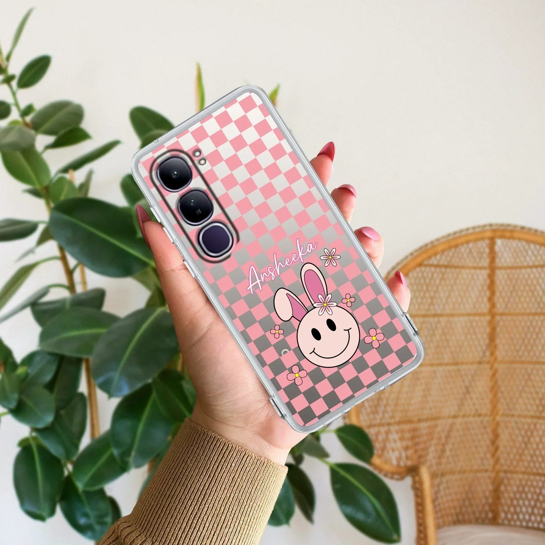 Cute Bunny Customize Transparent Silicon Case For Vivo Y300 5G