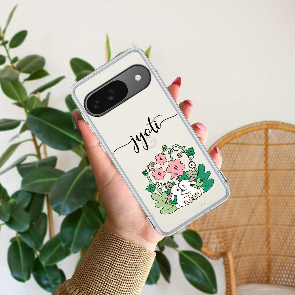 Cute Bunny Customize Transparent Silicon Case V2 For Google Pixel 10 Pro