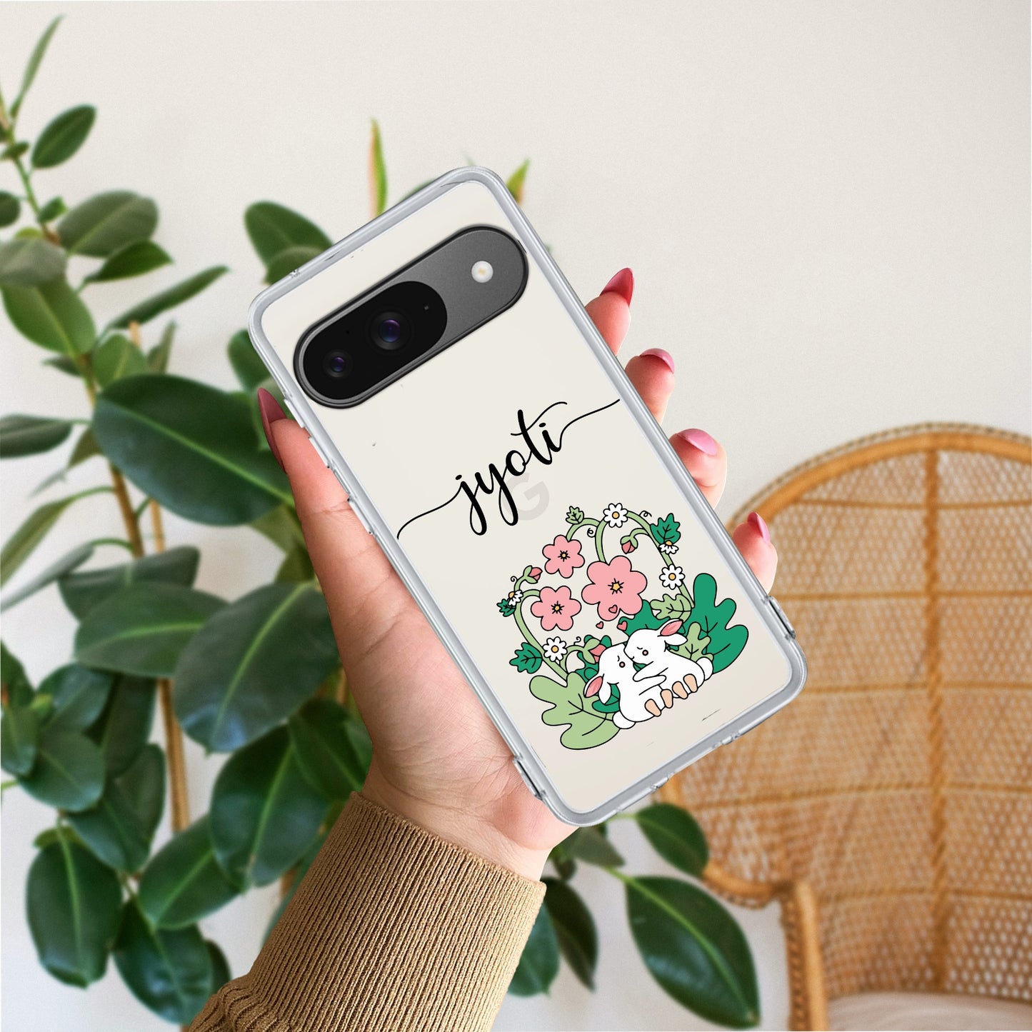 Cute Bunny Customize Transparent Silicon Case V2 For Google