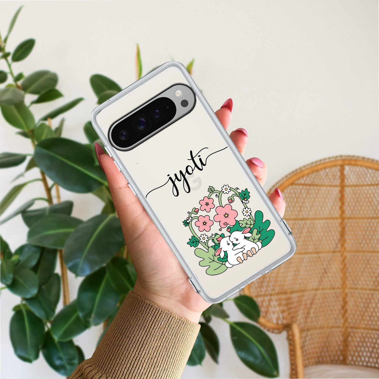 Cute Bunny Customize Transparent Silicon Case V2 For Google