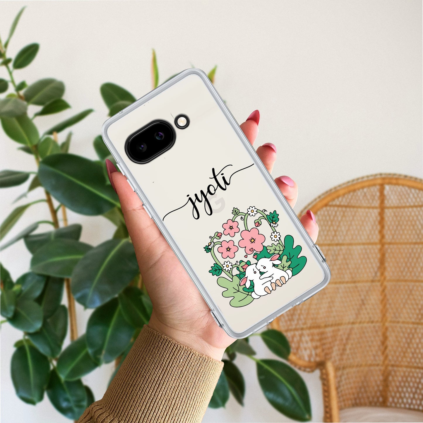 Cute Bunny Customize Transparent Silicon Case V2 For Google